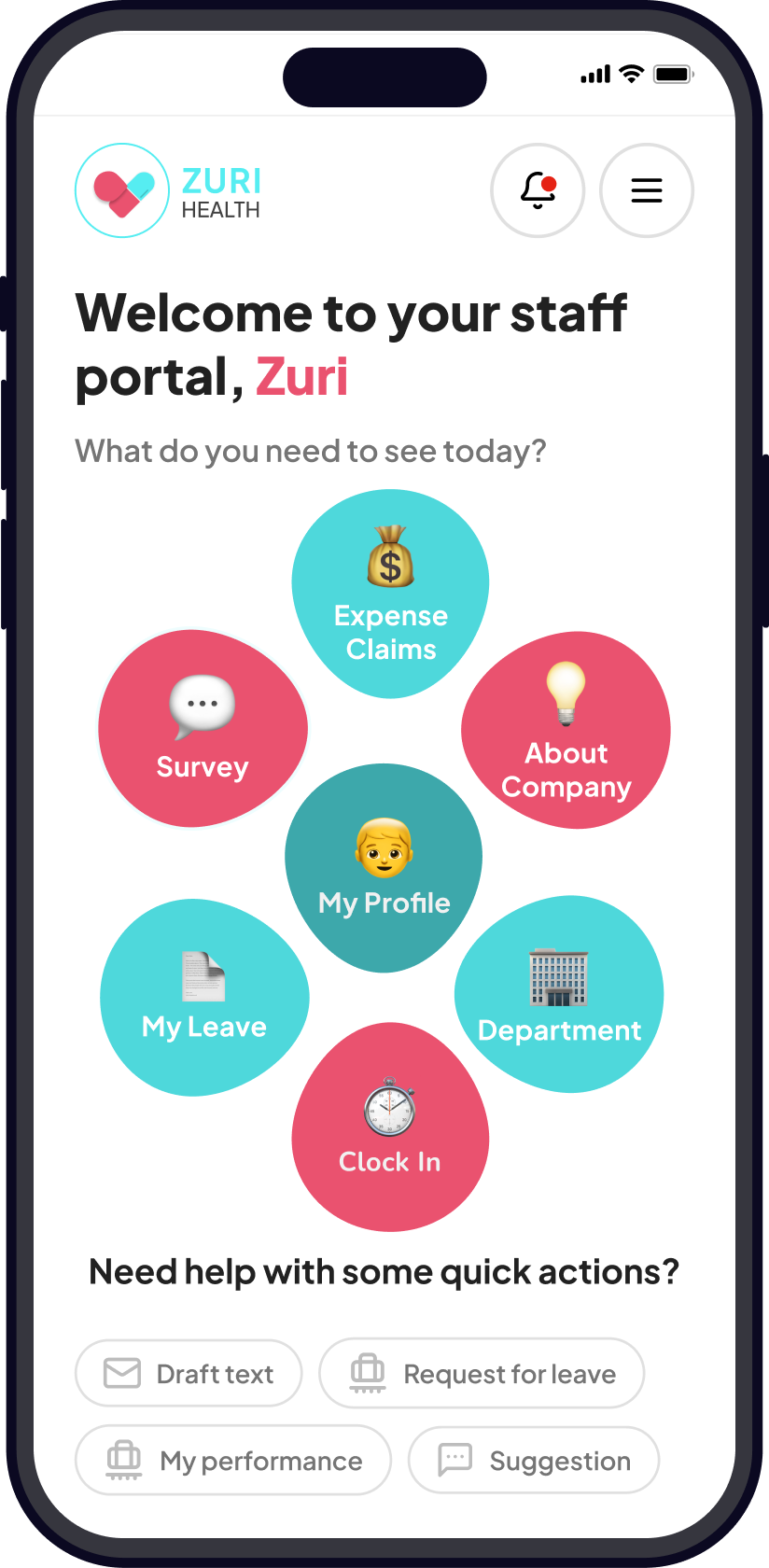 Zuri Staff App Interface